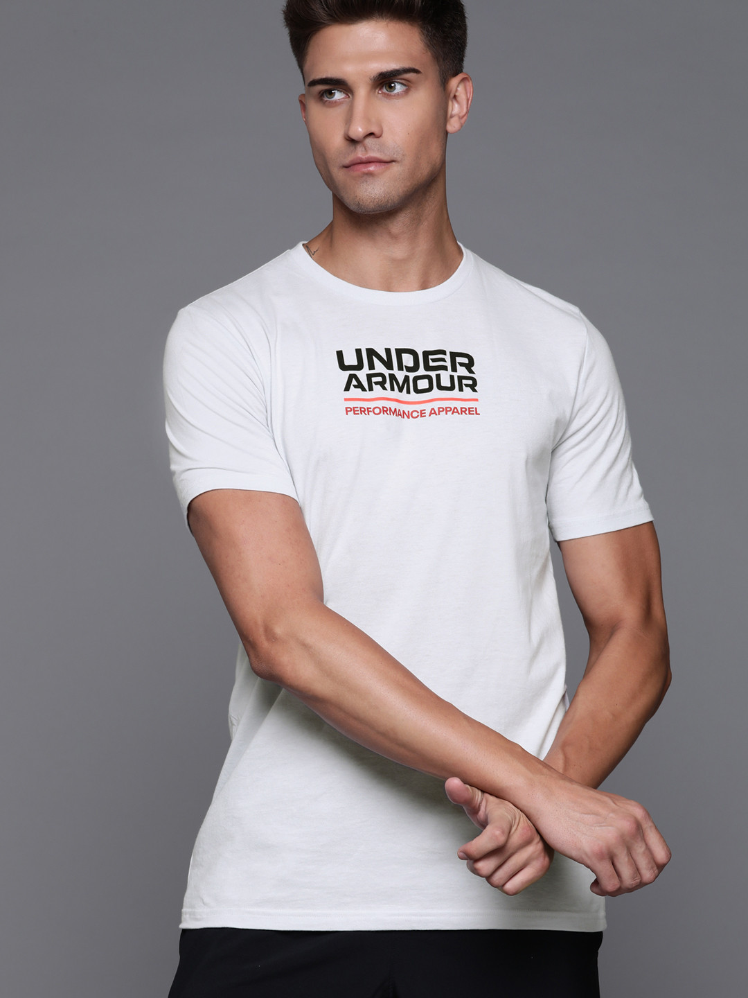 

UNDER ARMOUR Men Grey Brand Logo Loose T-shirt