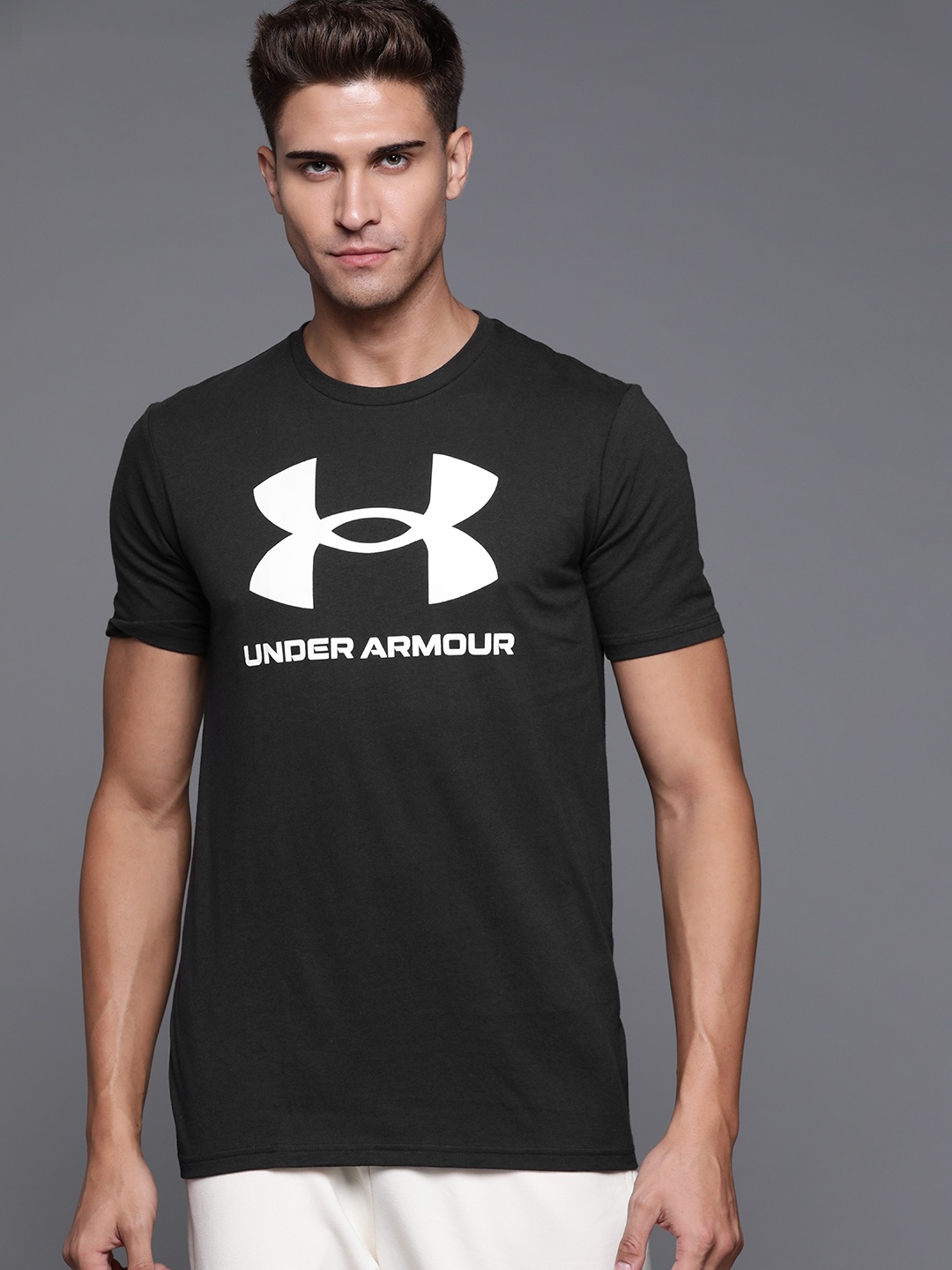 

UNDER ARMOUR Men Black UA Sportstyle Brand Logo Printed T-shirt