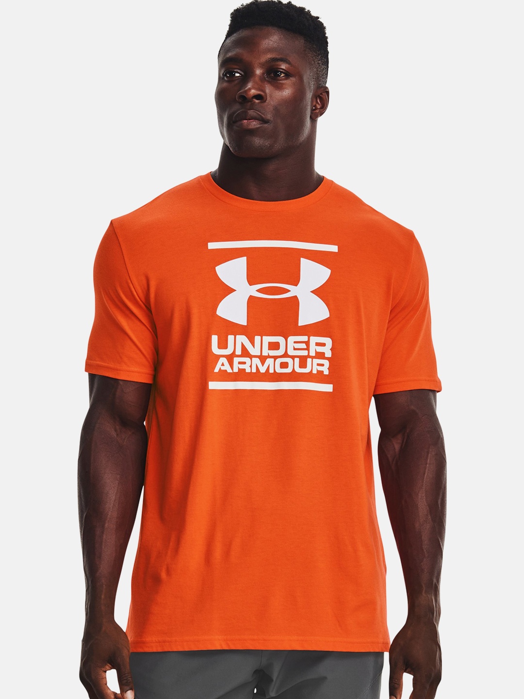 

UNDER ARMOUR Men Orange & White Brand Logo GL Foundation Short Sleeve Loose Fit T-Shirt