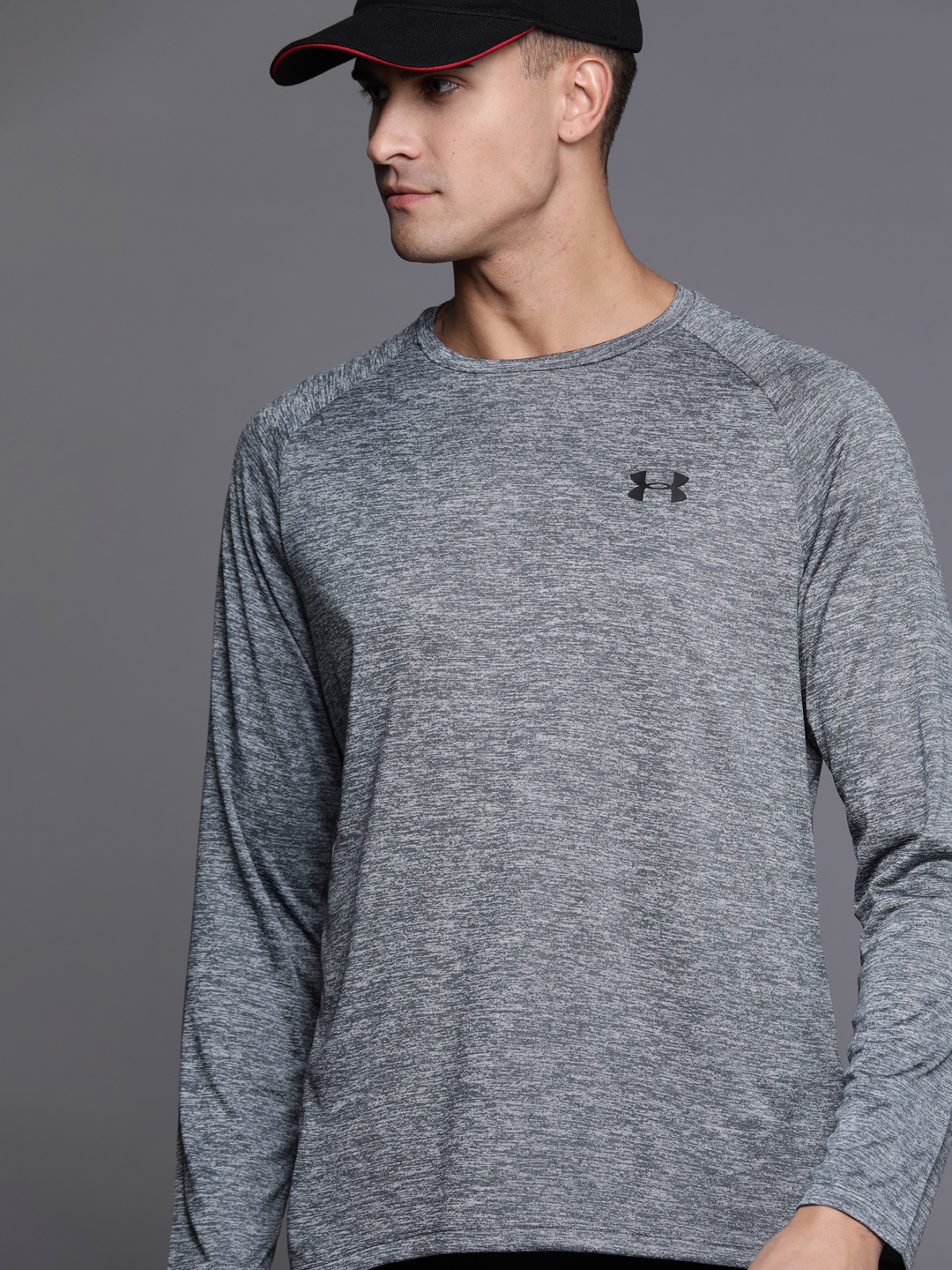 

UNDER ARMOUR Men Grey Melange Loose Fit Tech 2.0 T-shirt