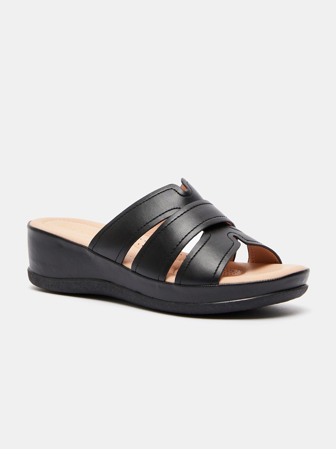 

shoexpress Black PU Flatform Sandals