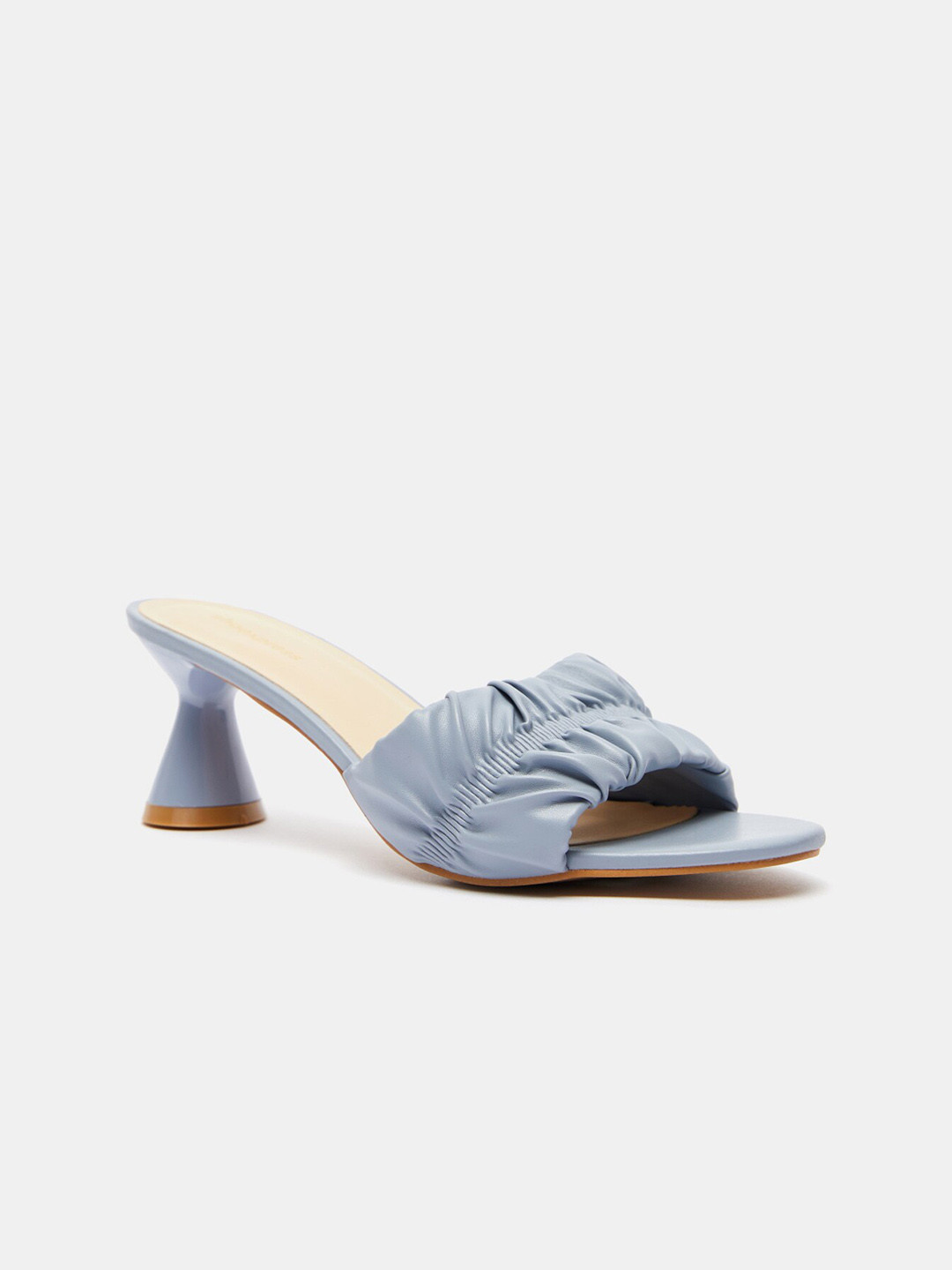 

shoexpress Blue PU Block Peep Toes with Bows