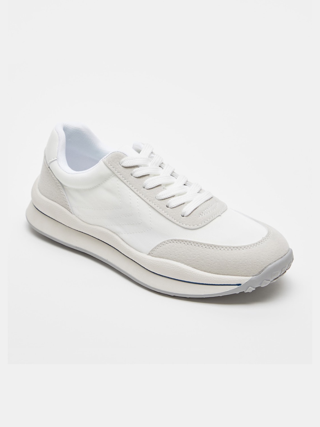 

shoexpress Women White & Grey Running Non-Marking Shoes