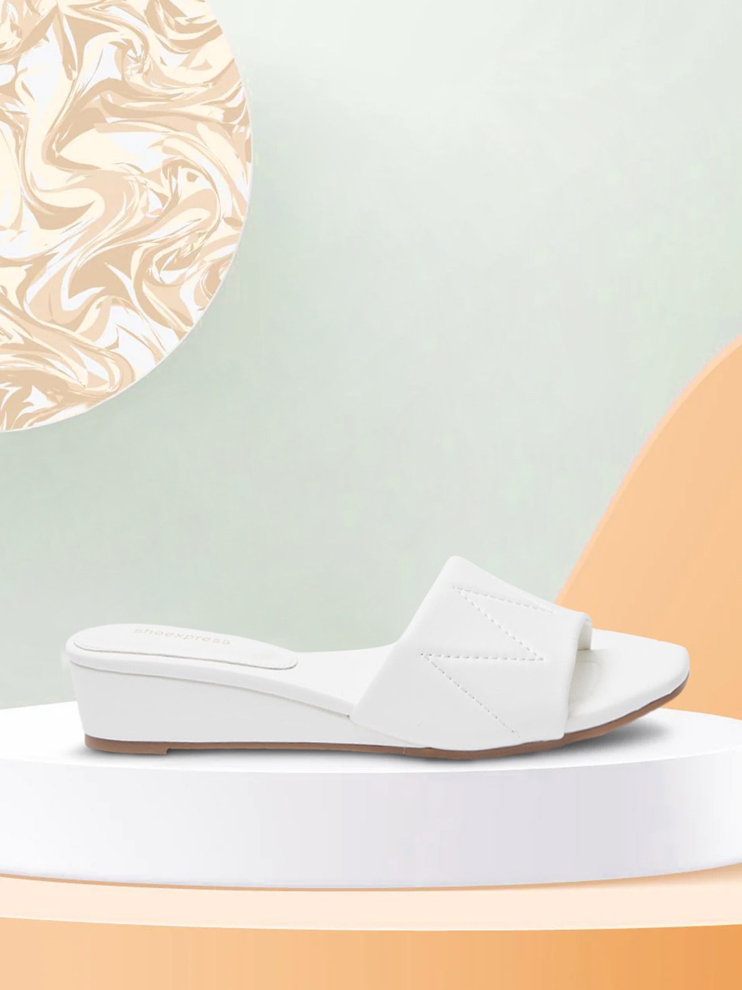 

shoexpress White PU Wedge Heels