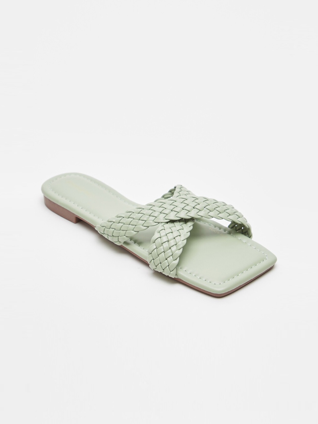

shoexpress Women Green Woven Design Open Toe Flats