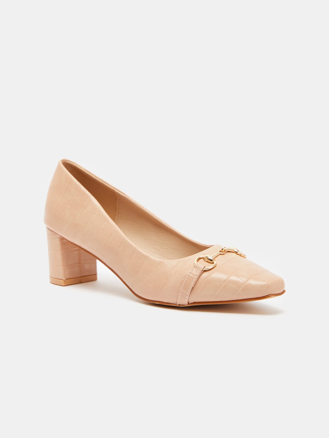 

shoexpress Beige PU Block Pumps