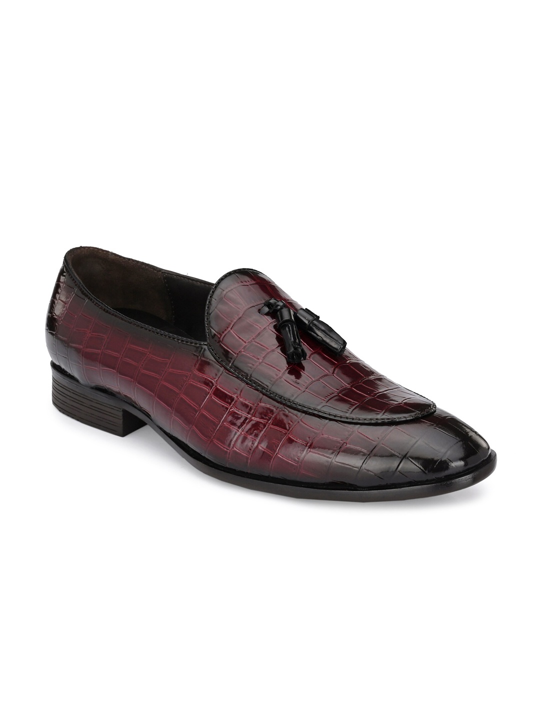 

Harrytech London Men Maroon Textured Formal Loafers
