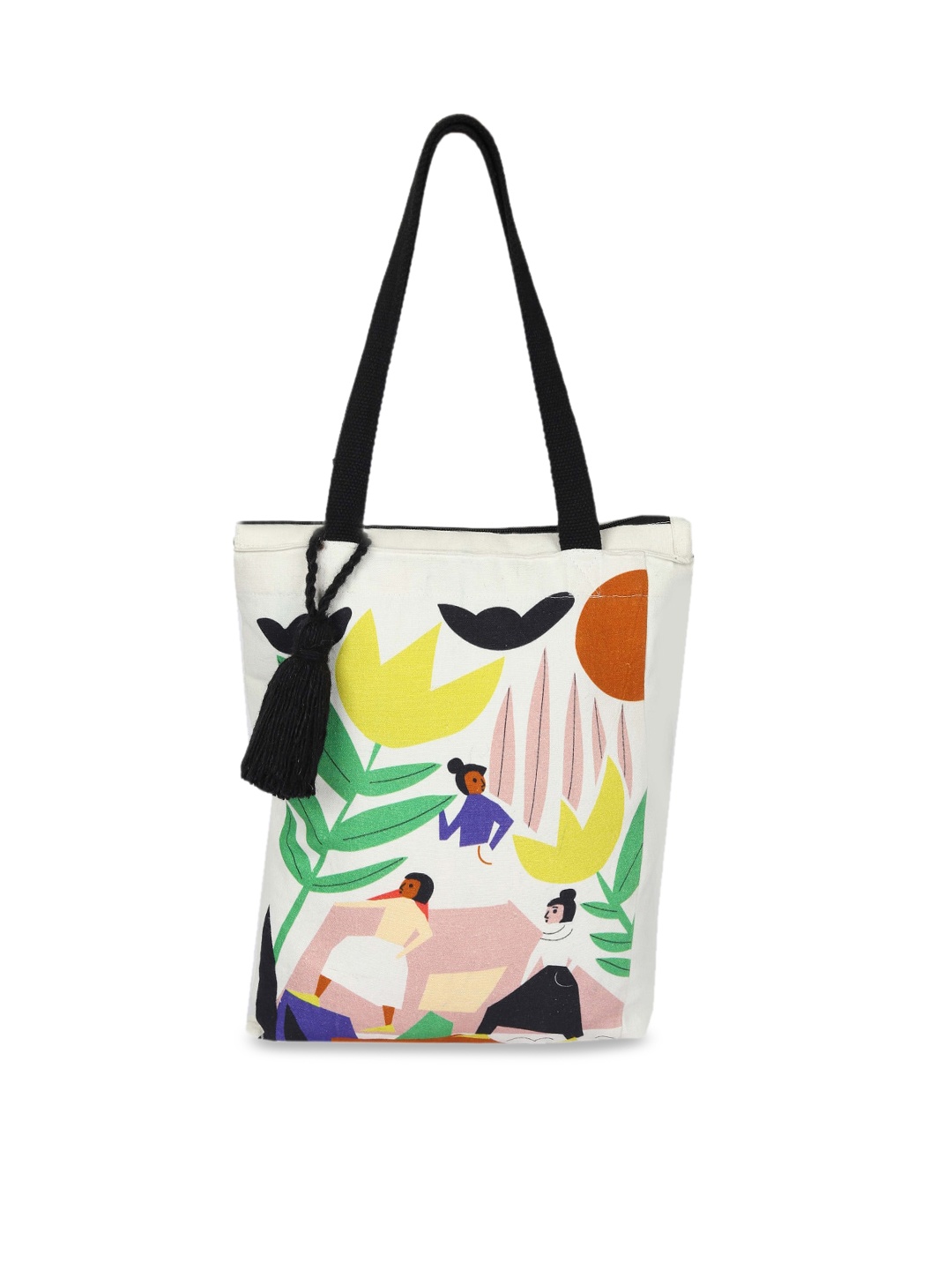 

REZZY Women White Printed Shopper Tote Bag