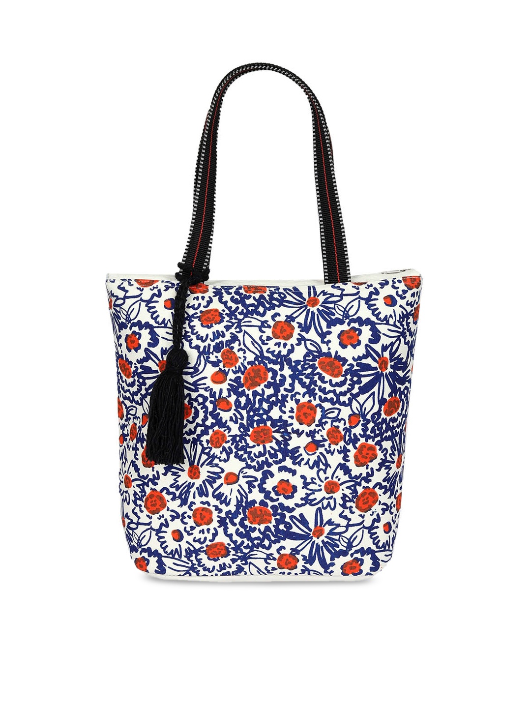 

REZZY Multicoloured Floral Printed Oversized Shopper Tote Bag with Tasselled, Multi