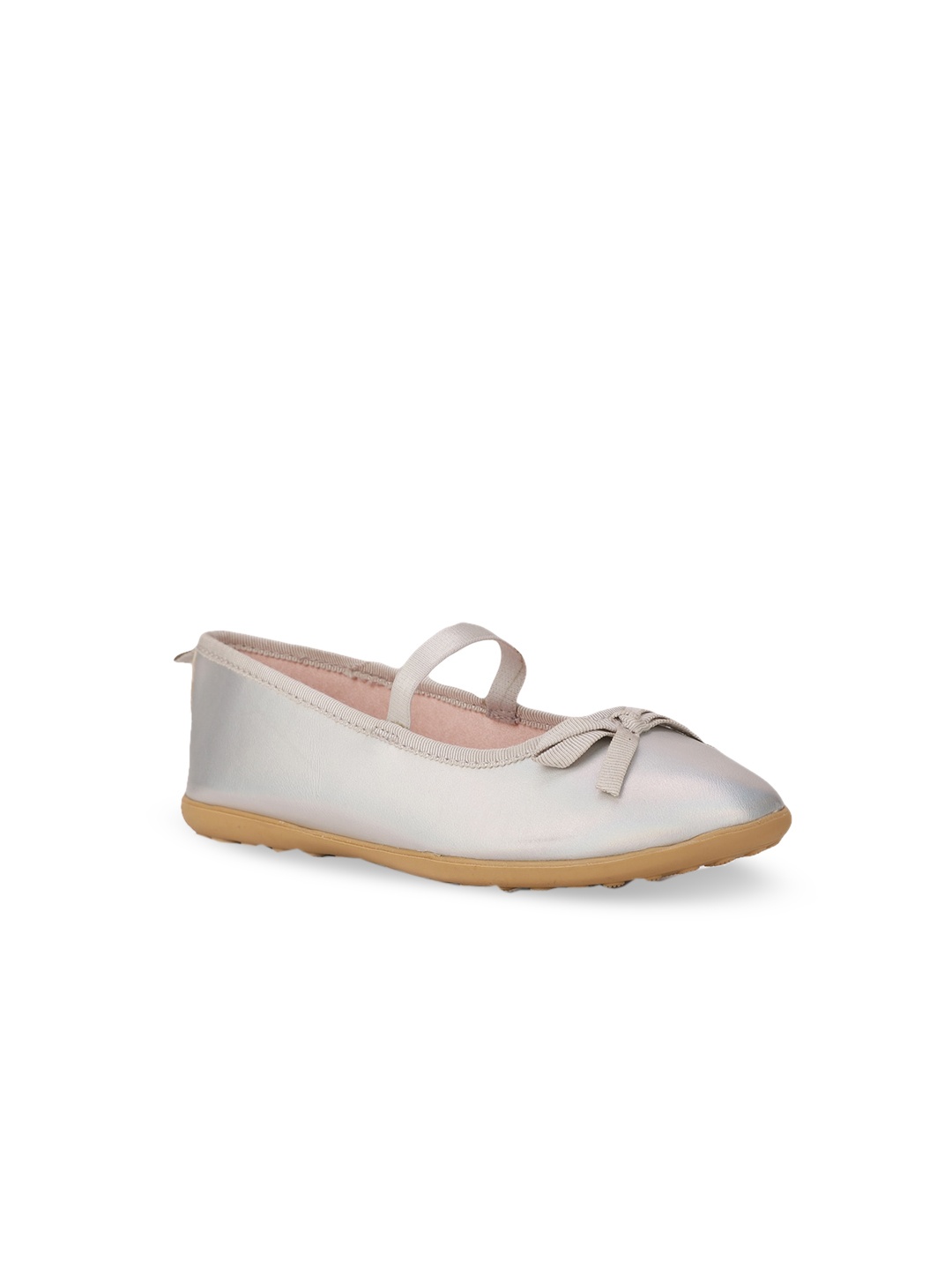 

Bubblegummers Girls Silver-Toned Ballerinas with Bows Flats