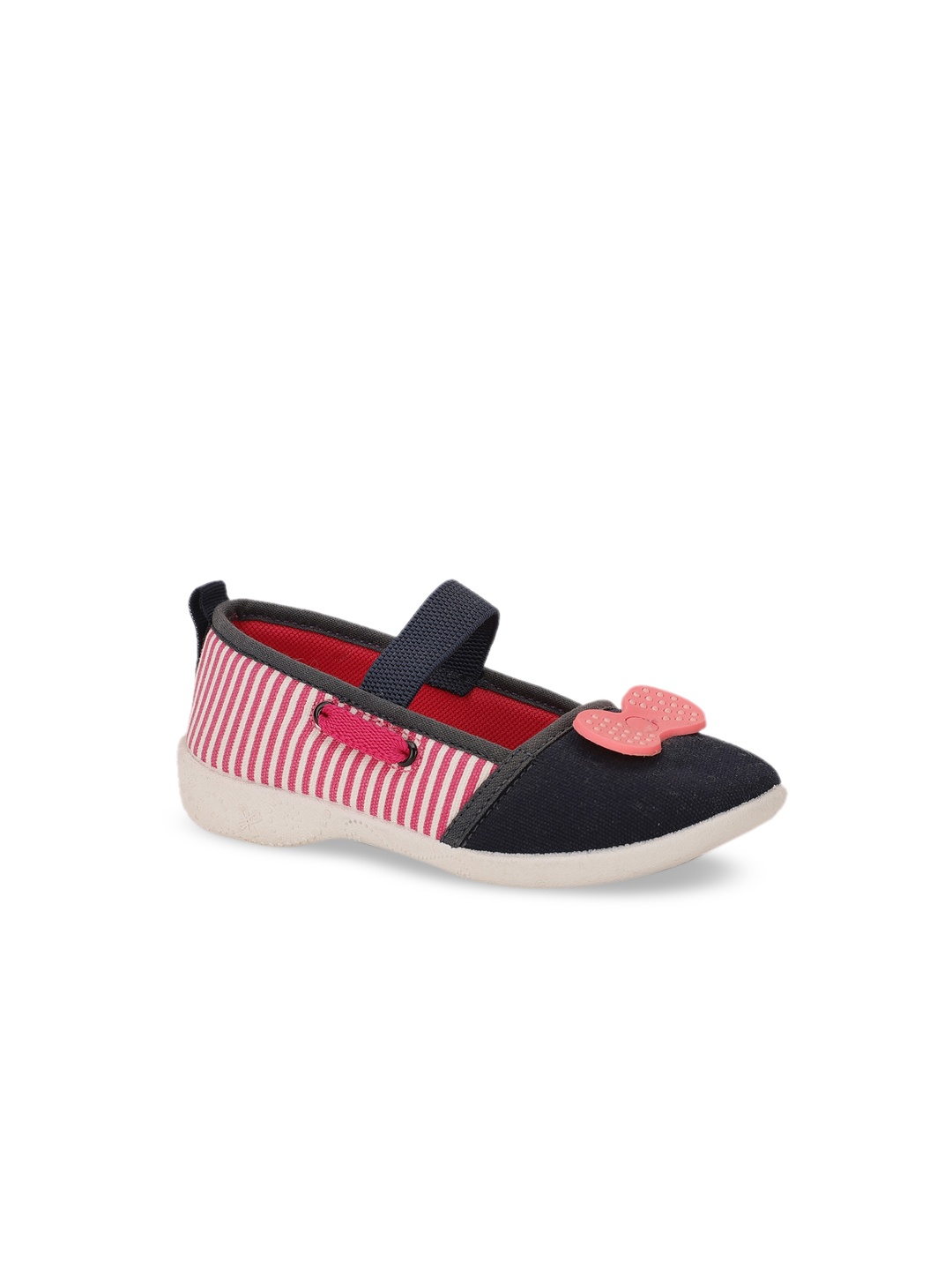 

Bubblegummers Girls Pink Striped Ballerinas with Bows