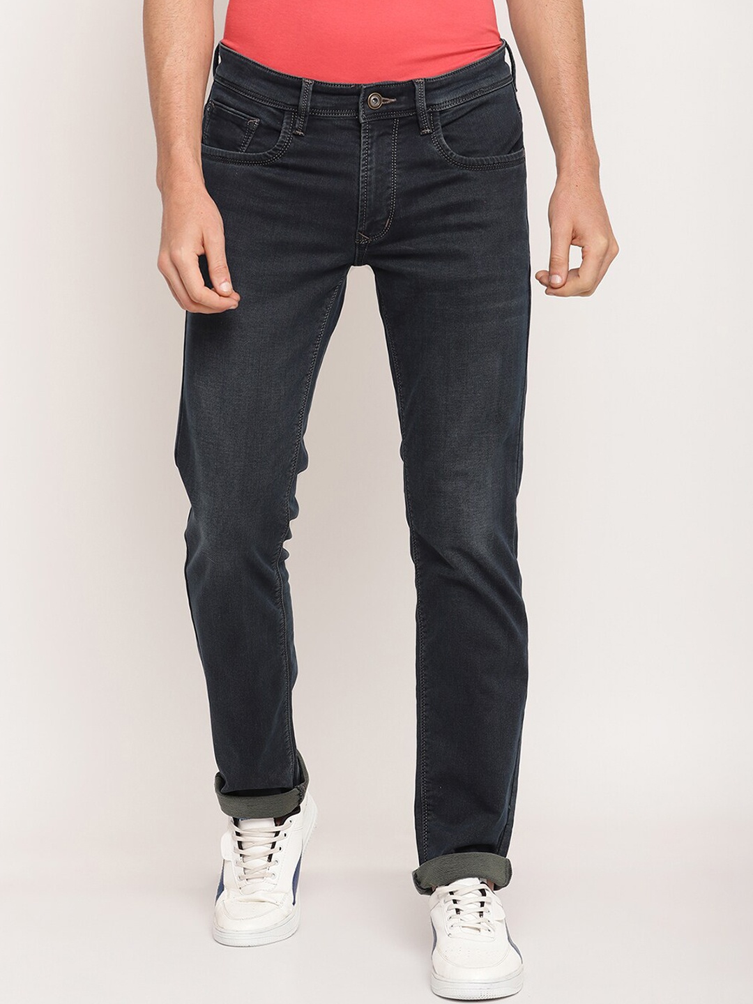 

Octave Men Navy Blue Low Distress Regular Fit Stretchable Jeans