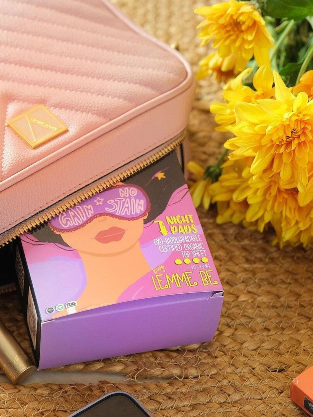 

LEMME BE 100% Organic Certified Cotton Night Pads for Teens - Combo of 42 pads, White