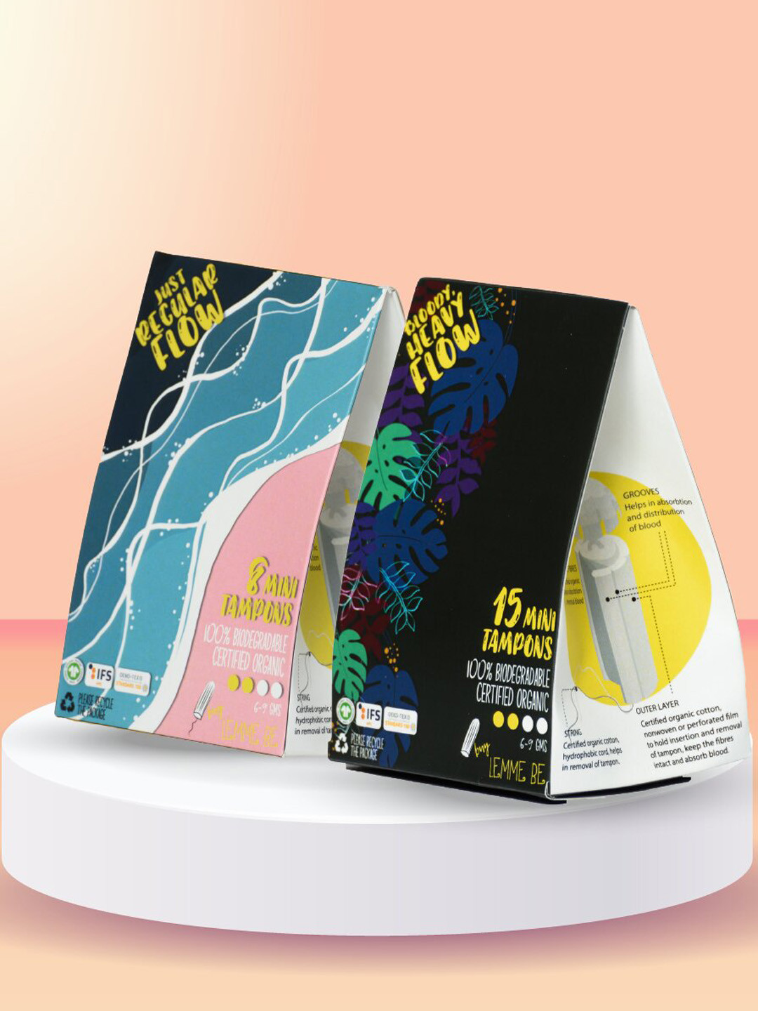 

LEMME BE Combo of 8 Regular Flow & 15 Heavy Flow Organic Cotton Tampons, White
