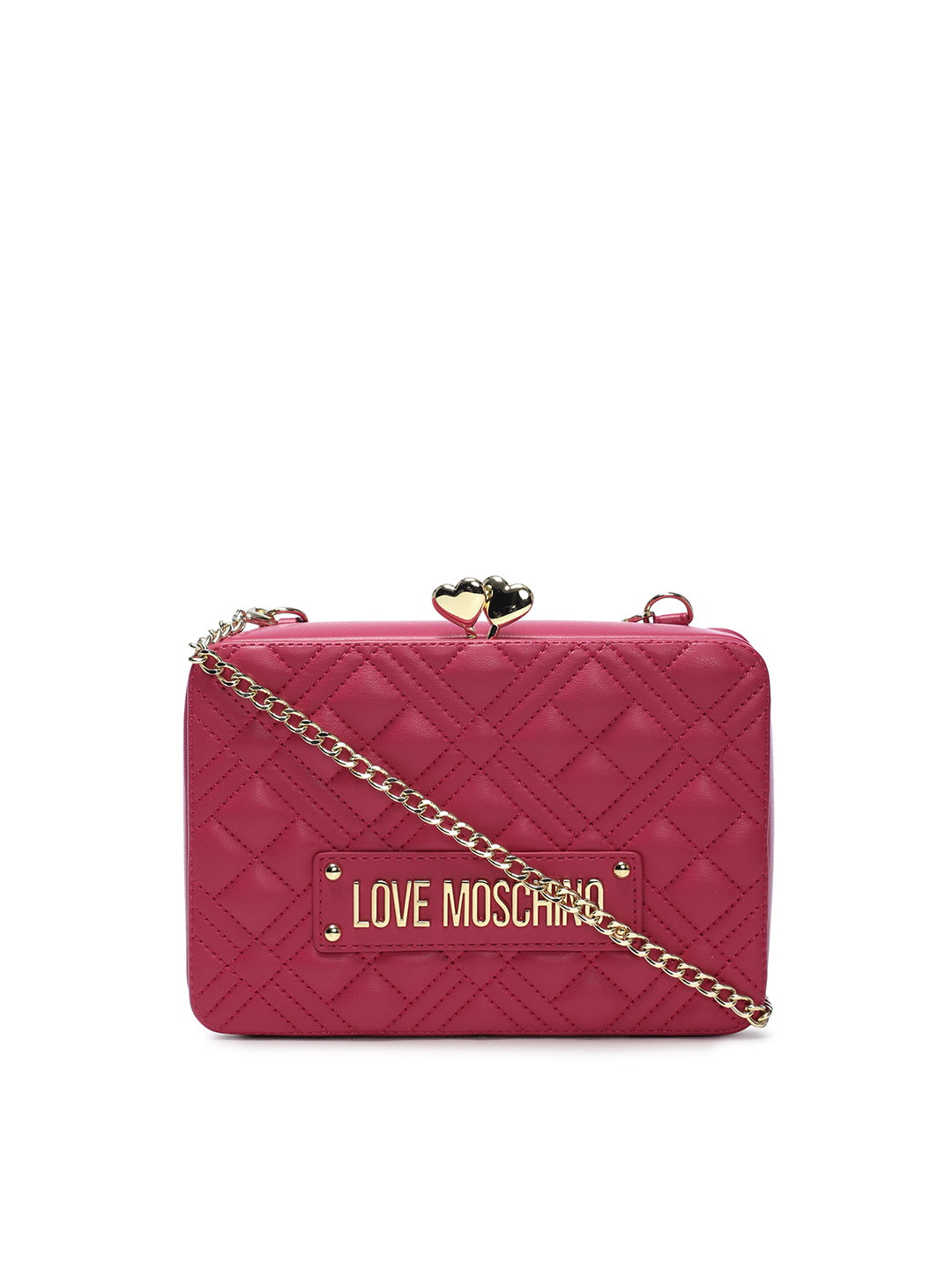 

LOVE MOSCHINO Women Pink Quilted Leather Box Clutches