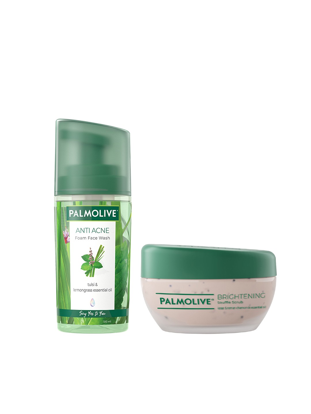 

Palmolive Set of Anti Acne Purifying Foam Face Wash & Brightening Souffle Face Scrub, Green