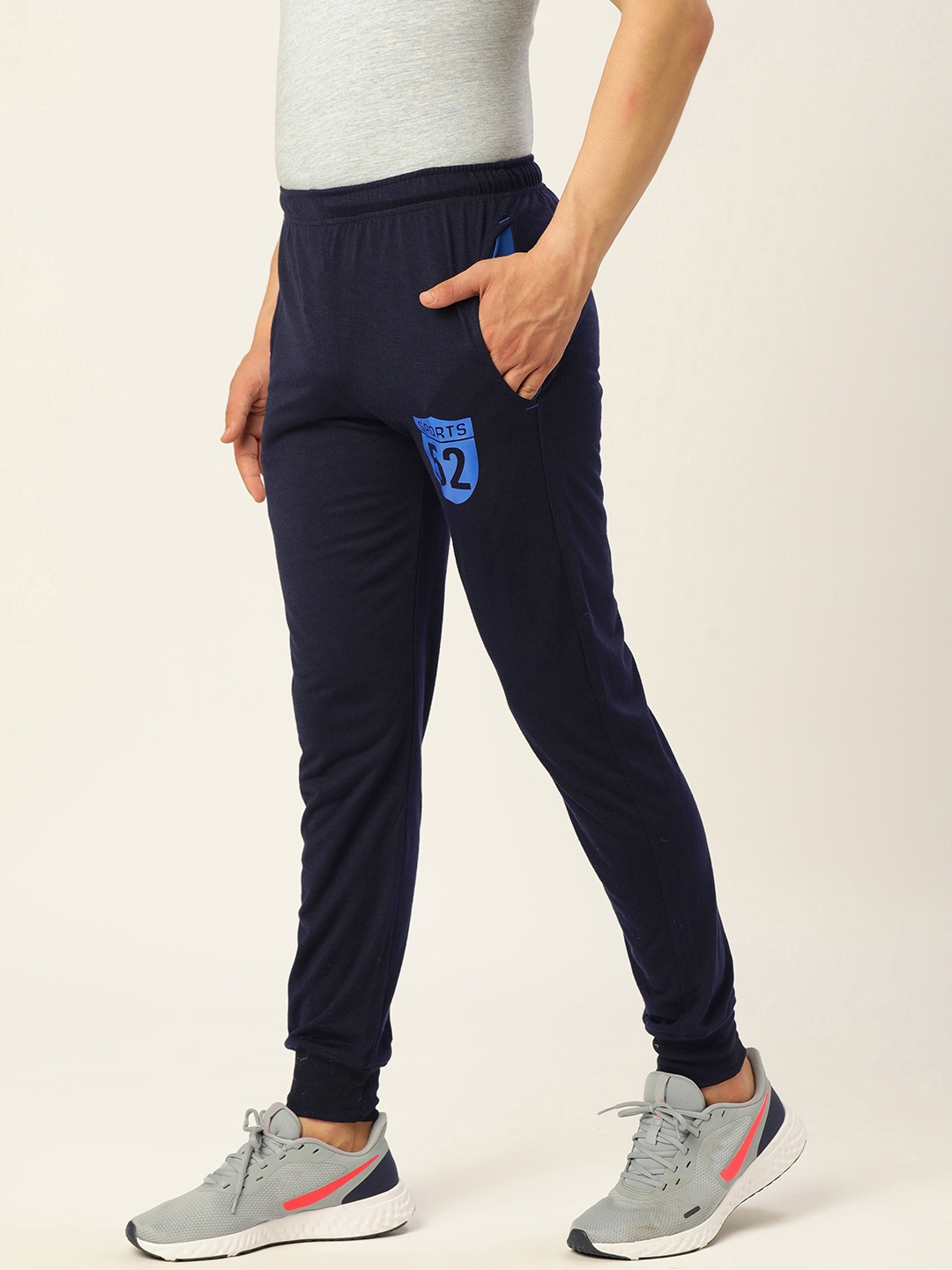 

Sports52 wear Men Navy Blue Printed Slim Fit Joggers