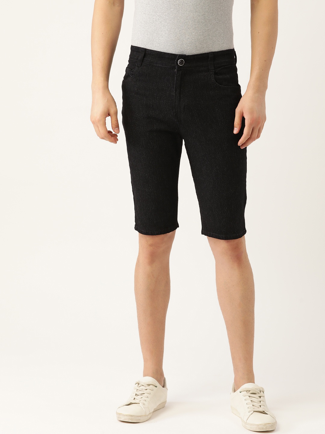 

Sports52 wear Men Black Denim Shorts