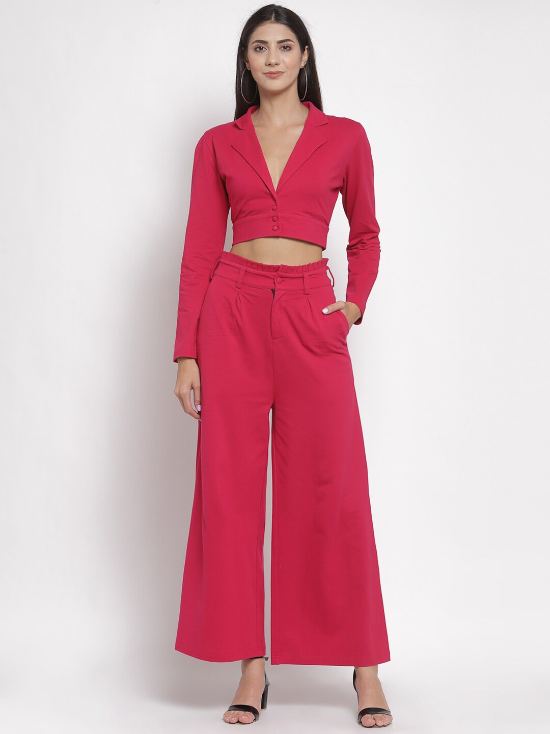 

YOONOY Women Pink Solid Organic Cotton Co-ords