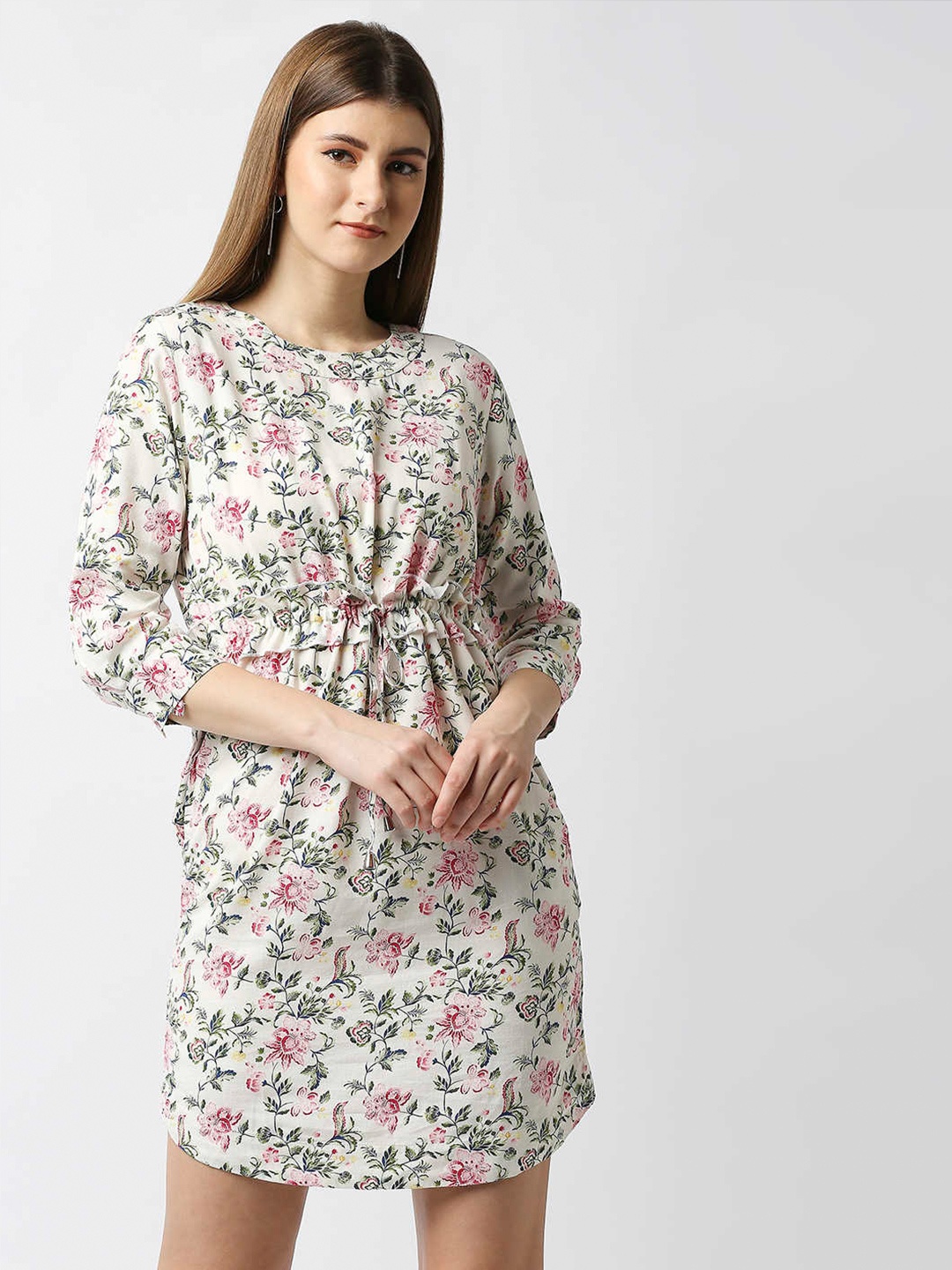 

Pepe Jeans Women Multicoloured Floral A-Line Cotton Dress, Multi