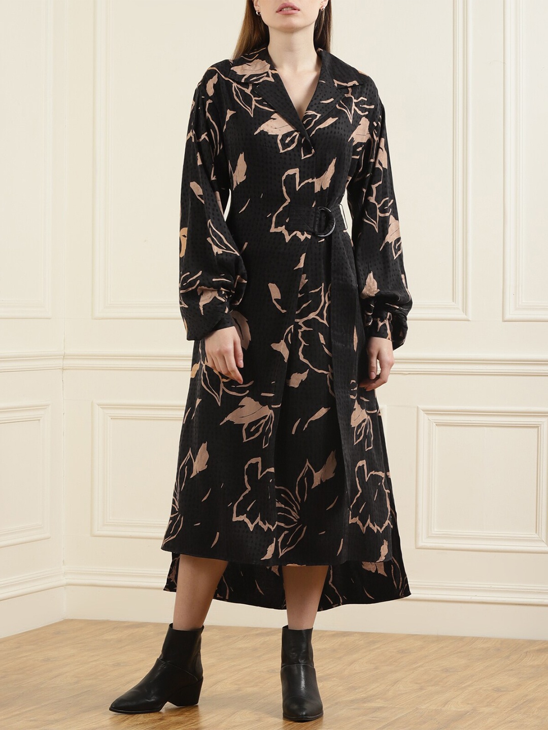 

Ted Baker Tan Floral Midi Cotton Wrap Dress
