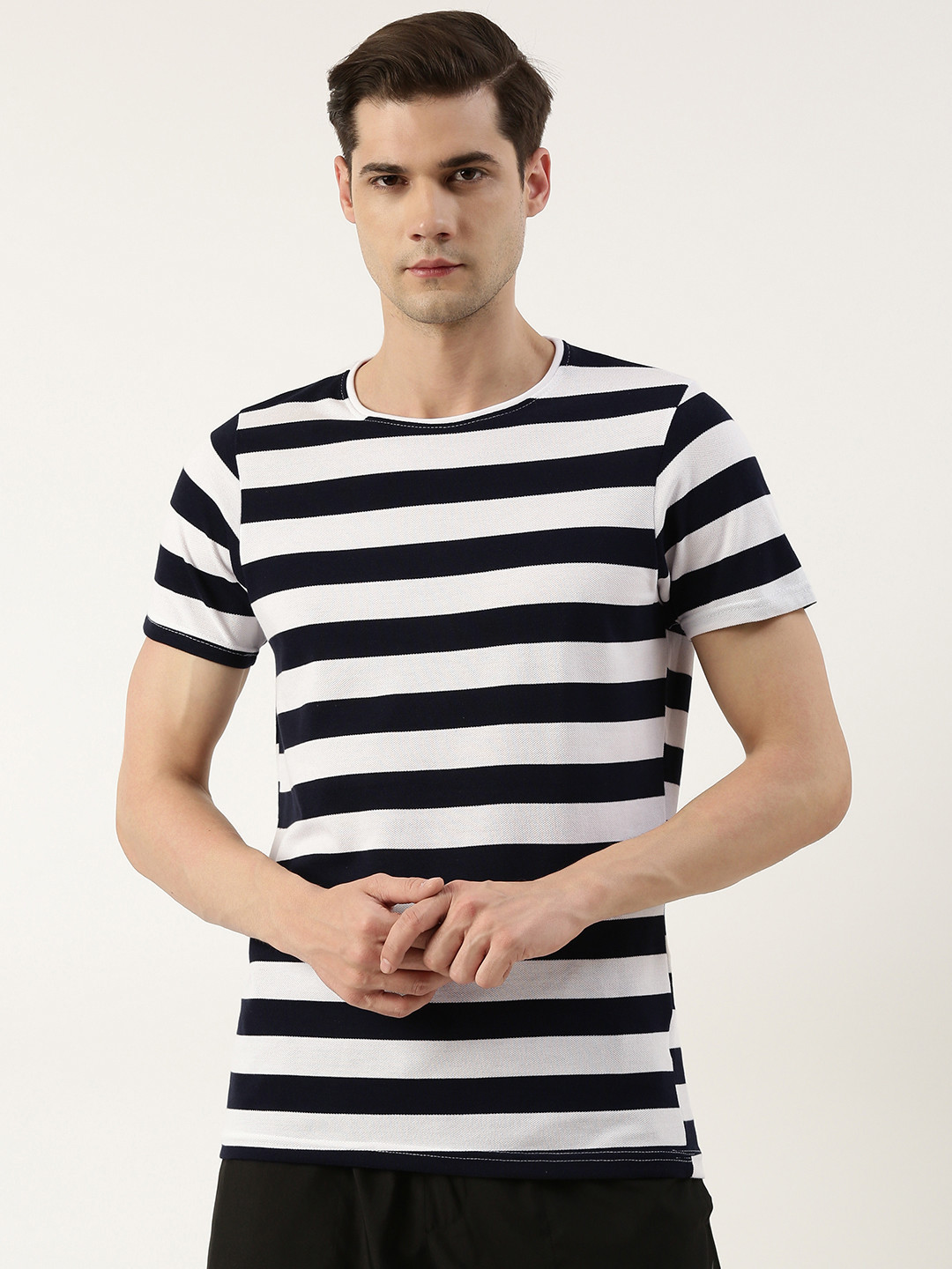 

Sports52 wear Round Neck Striped Sports T-shirt, Navy blue