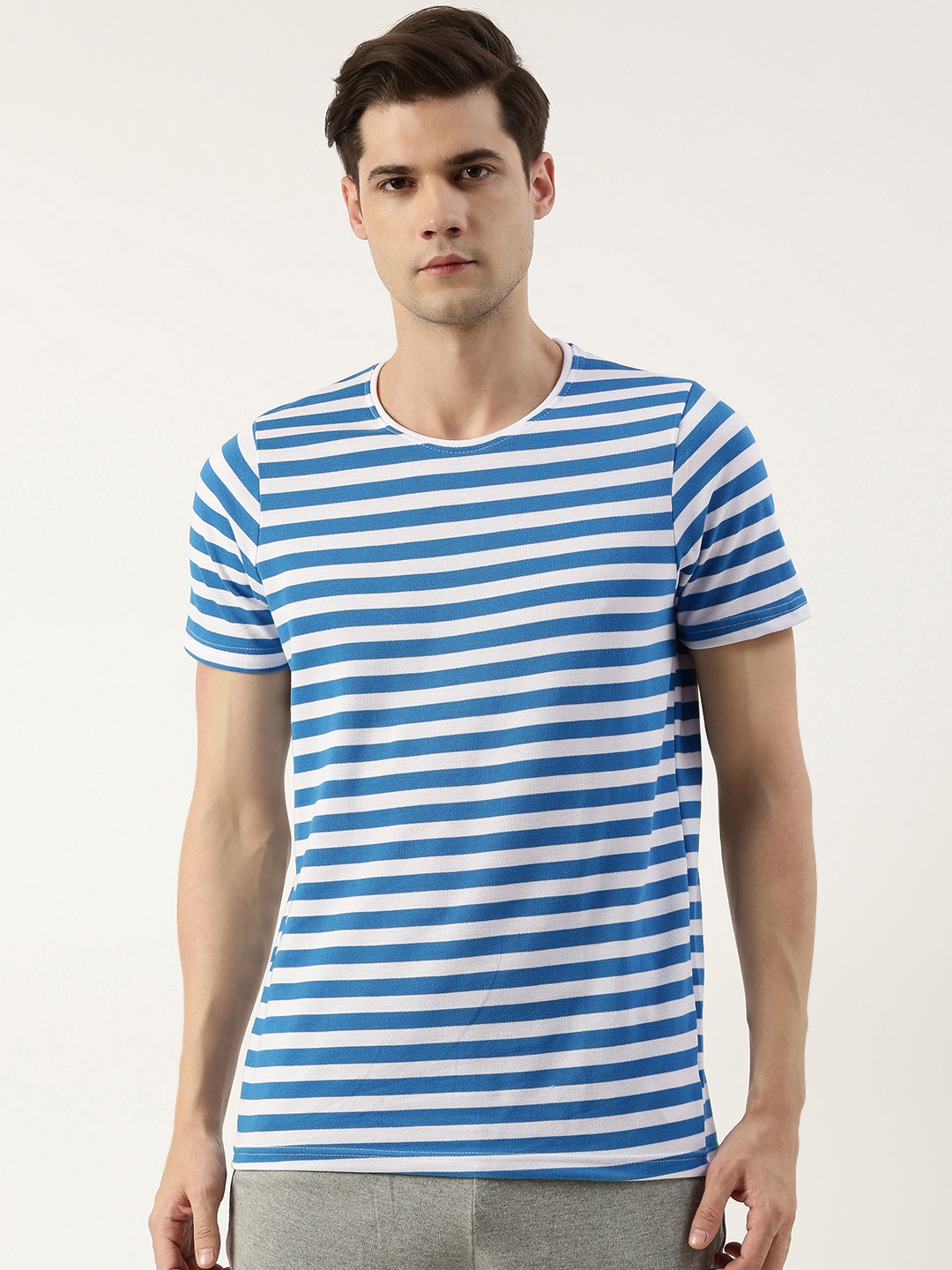 

Sports52 wear Round Neck Striped Dry-Fit Training Or Gym T-shirt, Blue