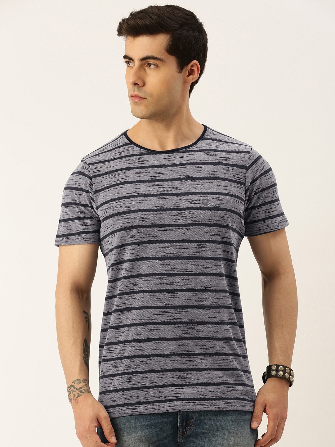 

Sports52 wear Men Round Neck Striped T-shirt, Grey