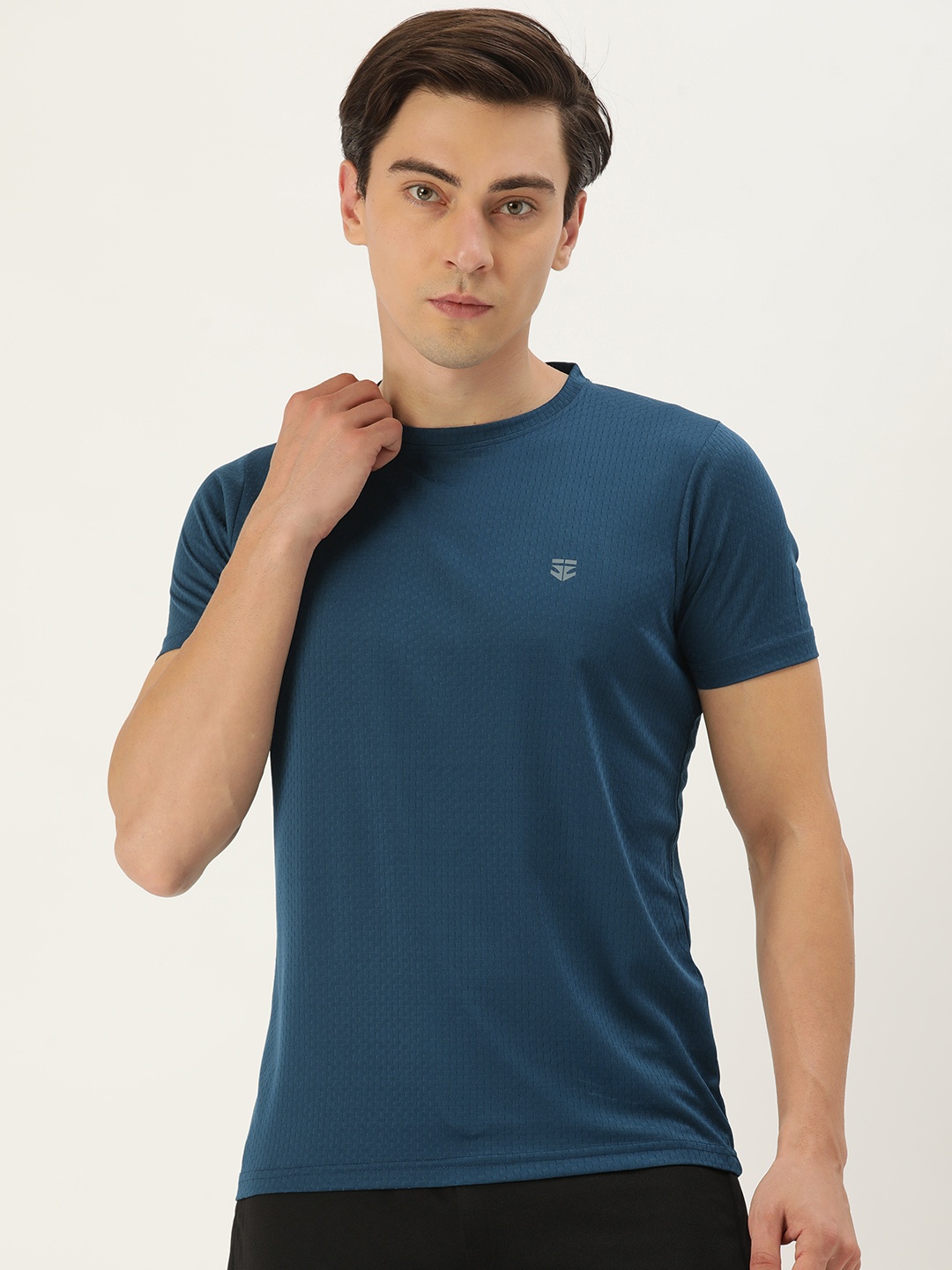 

Sports52 wear Men Teal Blue Self-Design T-shirt