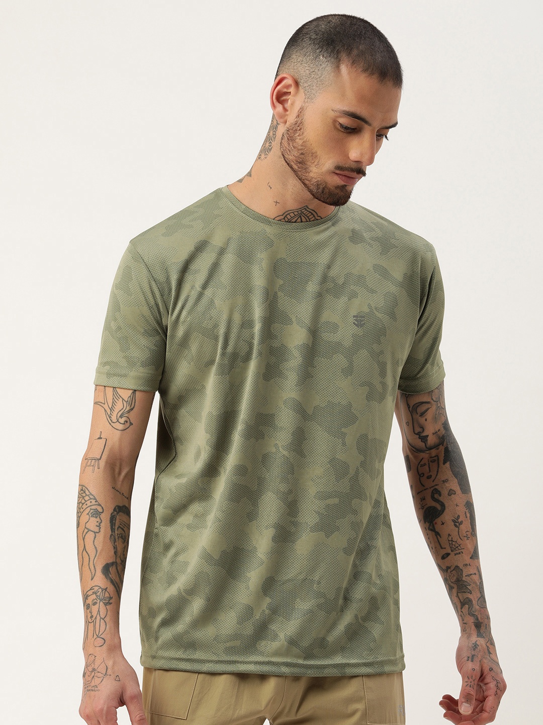 

Sports52 wear Abstract Printed Dry Fit Training T-shirt, Green