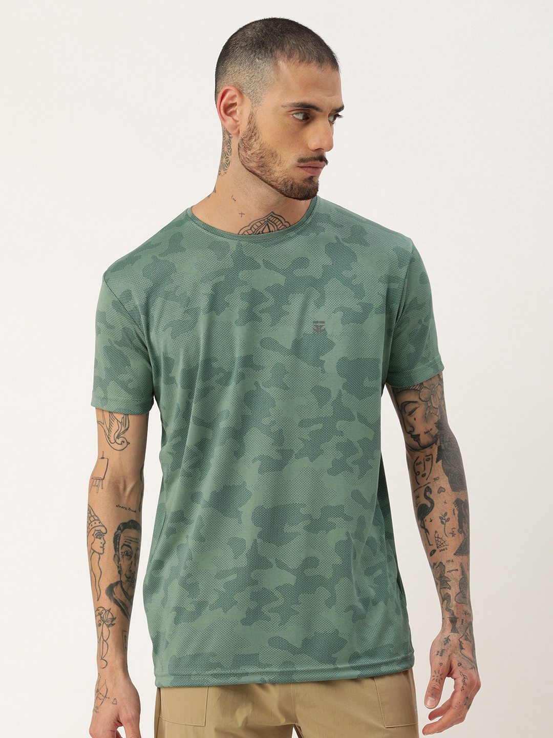 

Sports52 wear Abstract Printed Dry Fit Training T-shirt, Green