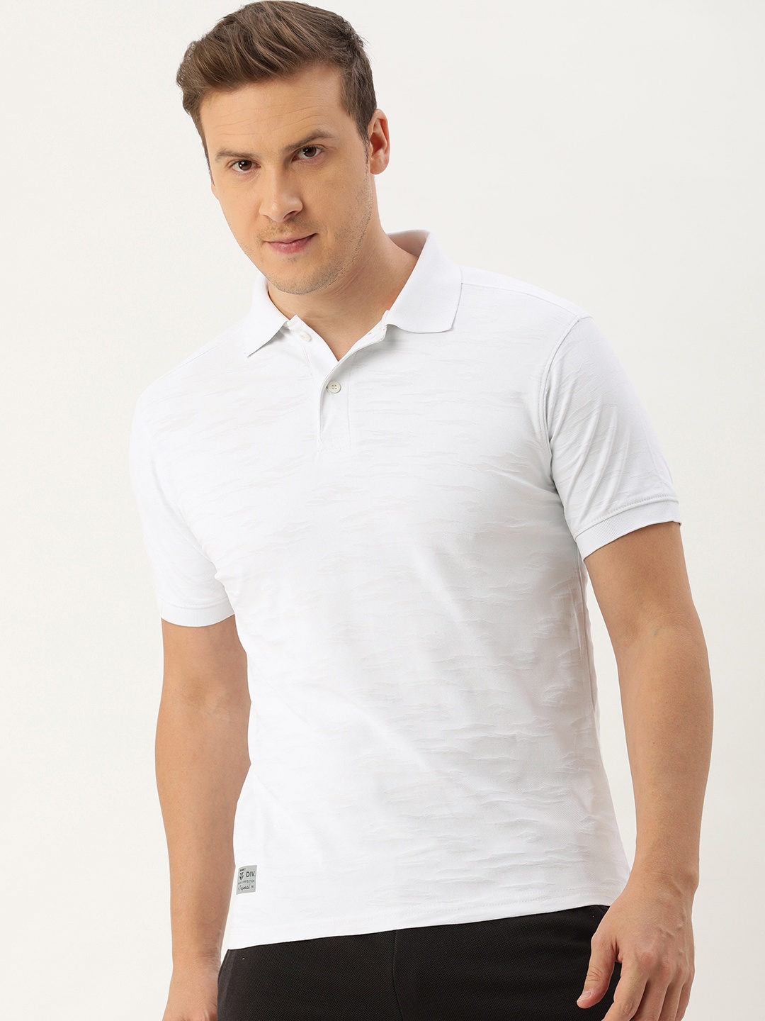 

Sports52 wear Dry Fit Self Design Training or Gym Polo Collar Sports T-shirt, White