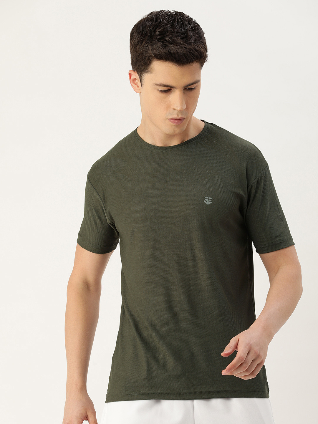 

Sports52 wear Dry Fit Self Design Training or Gym Sports T-shirt, Olive