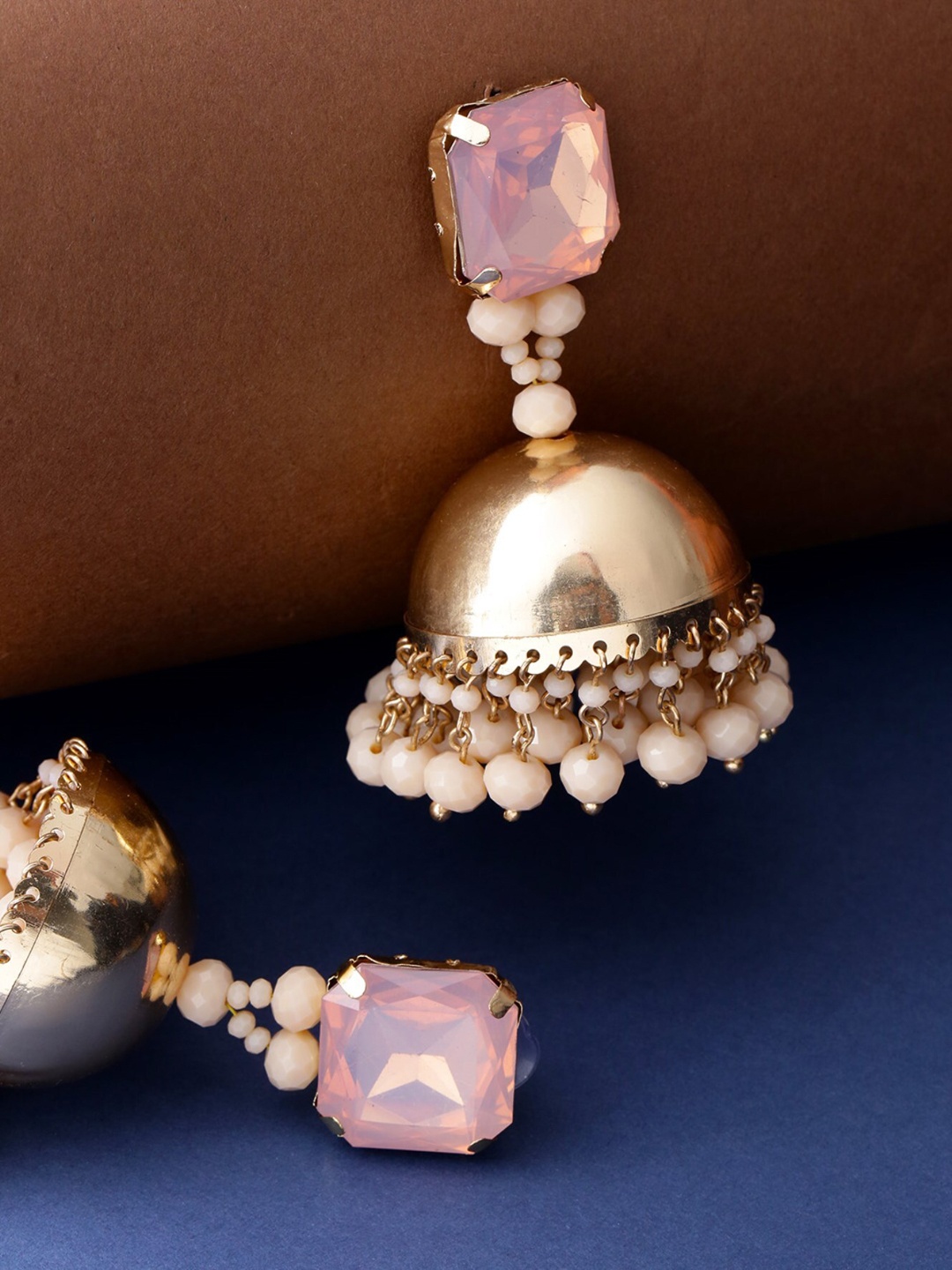 

Priyaasi Pink Contemporary Jhumkas Earrings
