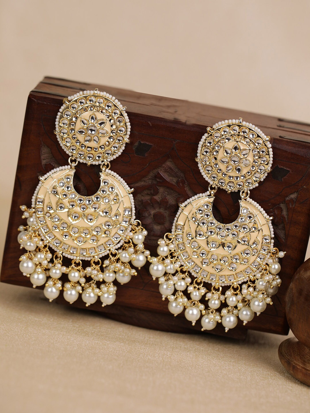 

Priyaasi Peach-Coloured Contemporary Chandbalis Earrings