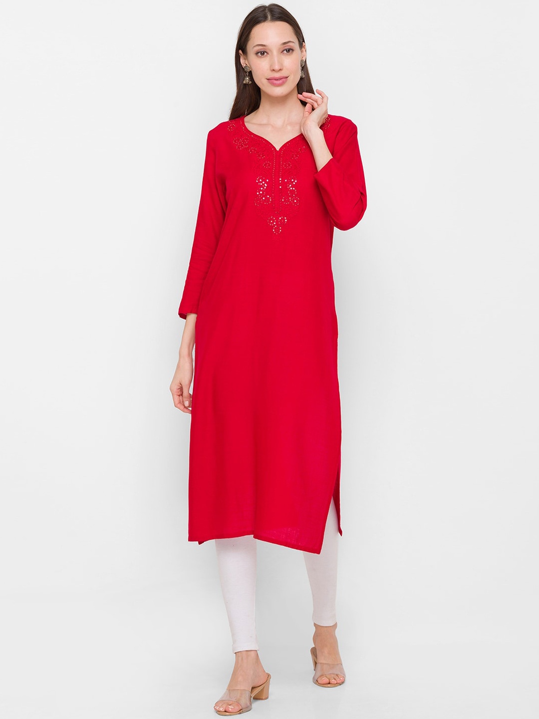 

ZOLA Women Maroon Yoke Design Kurta