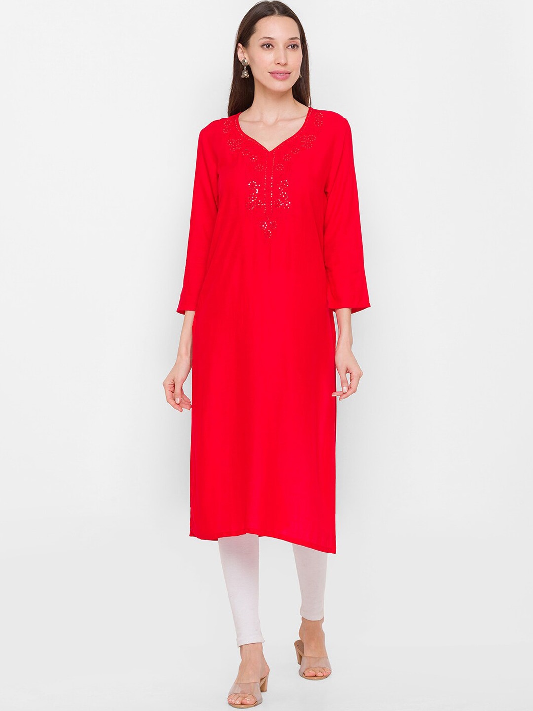 

ZOLA Women Red Embroidered Yoke Design Kurta