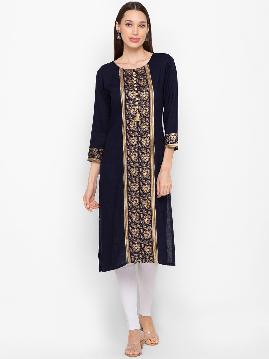 

ZOLA Women Navy Blue Ethnic Motifs Printed Kurta