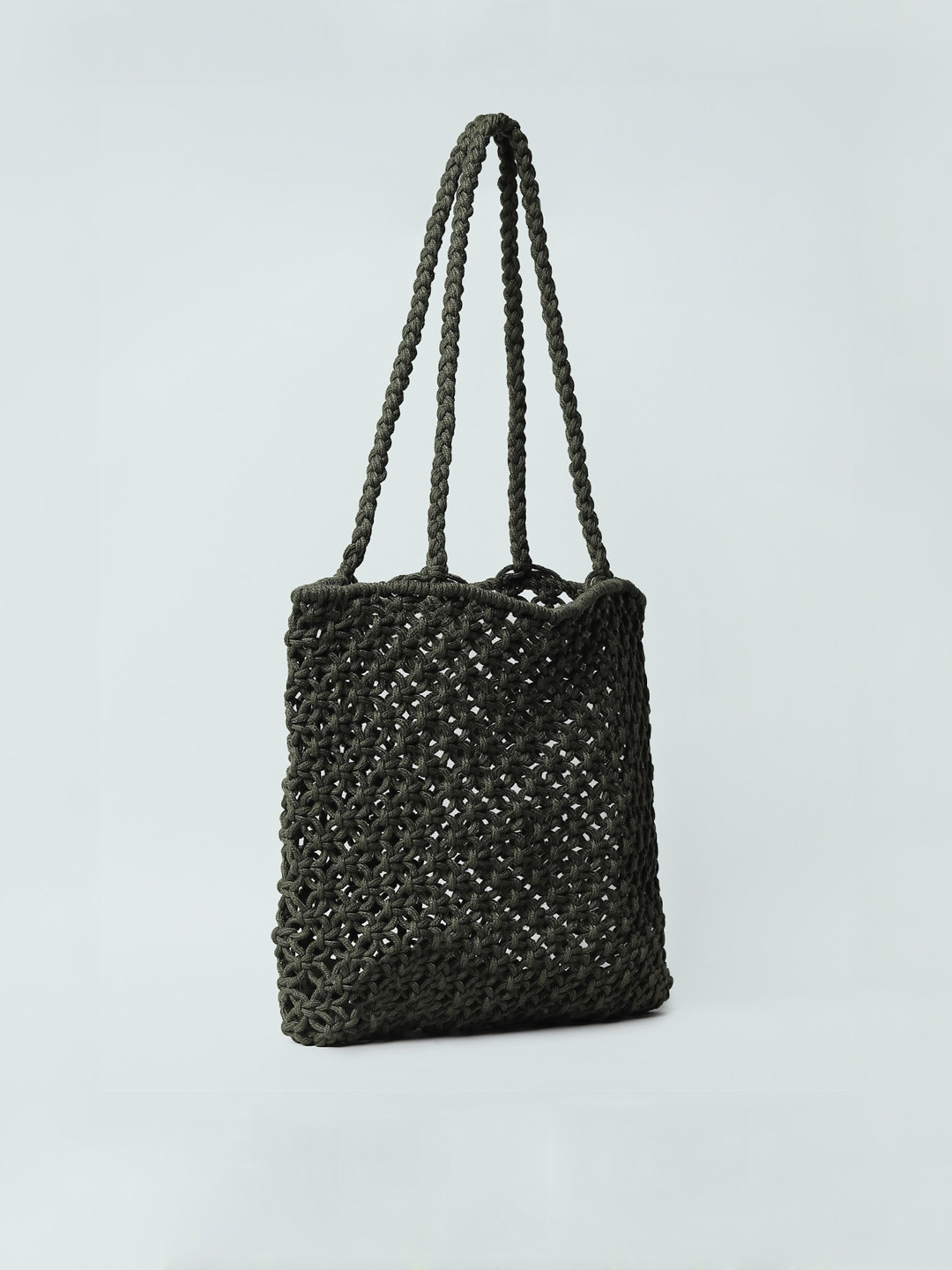 

ONLY Green Textured Crochet Shoulder Bag