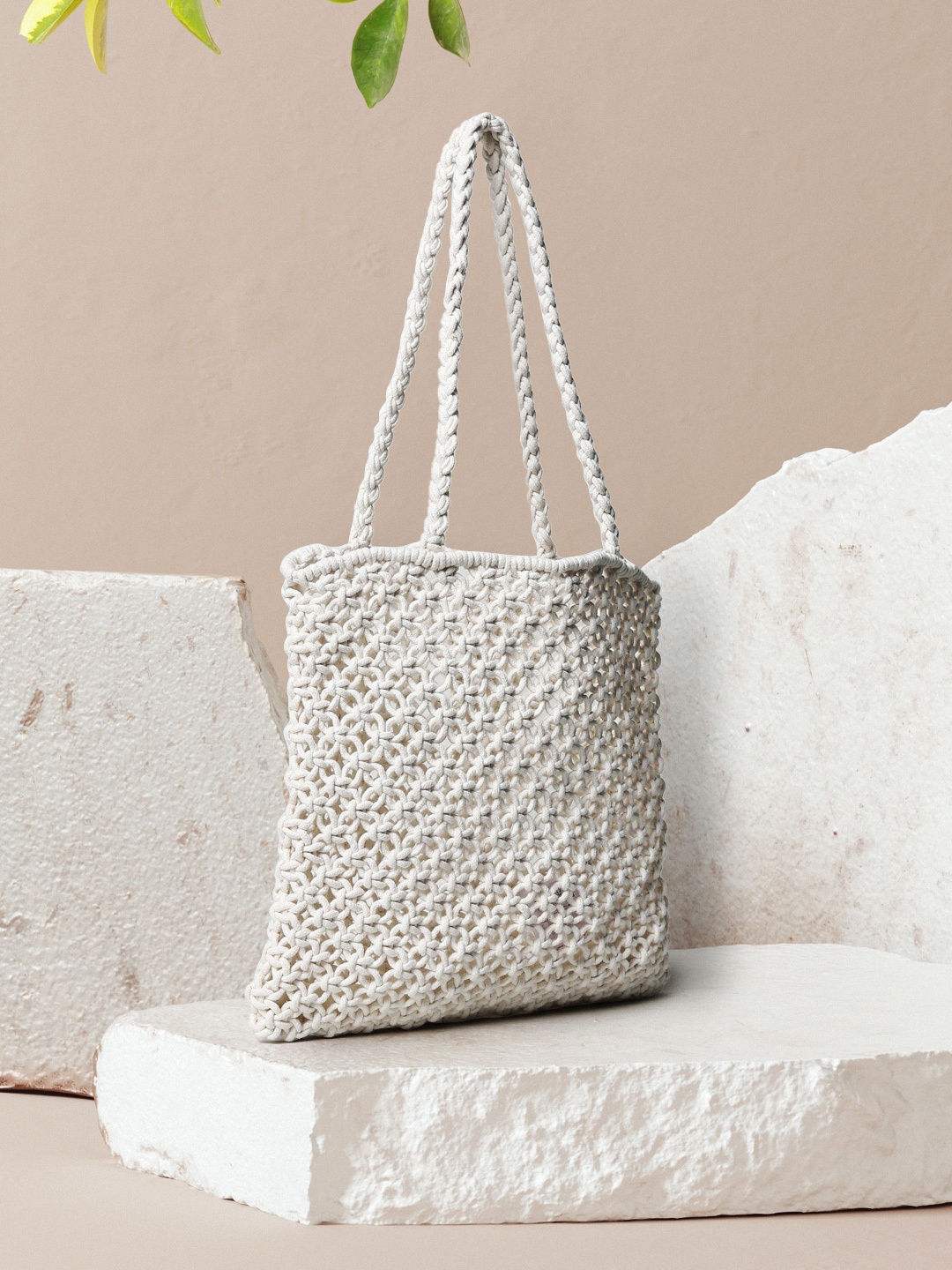 

ONLY White Structured Tote Bag with Quilted