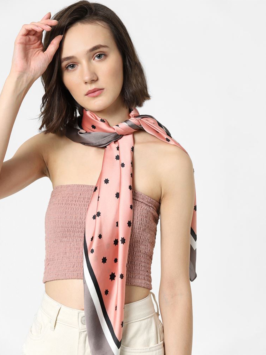 

ONLY Women Pink & Black Printed Scarf