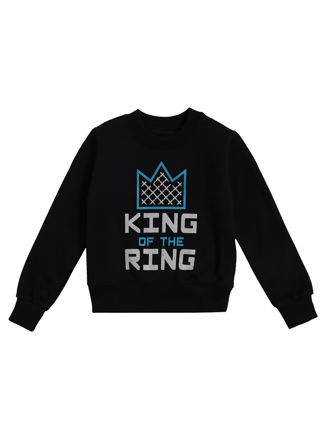 

DYCA Boys Black Printed Round Neck Cotton Sweatshirt