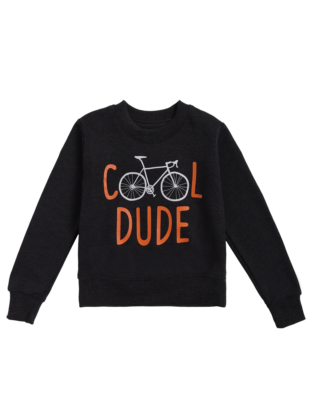 

DYCA Boys Black Printed Round Neck Cotton Sweatshirt