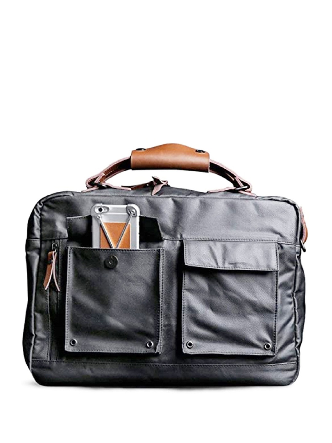 

CONTACTS Men Grey & Brown Solid Messenger Bag