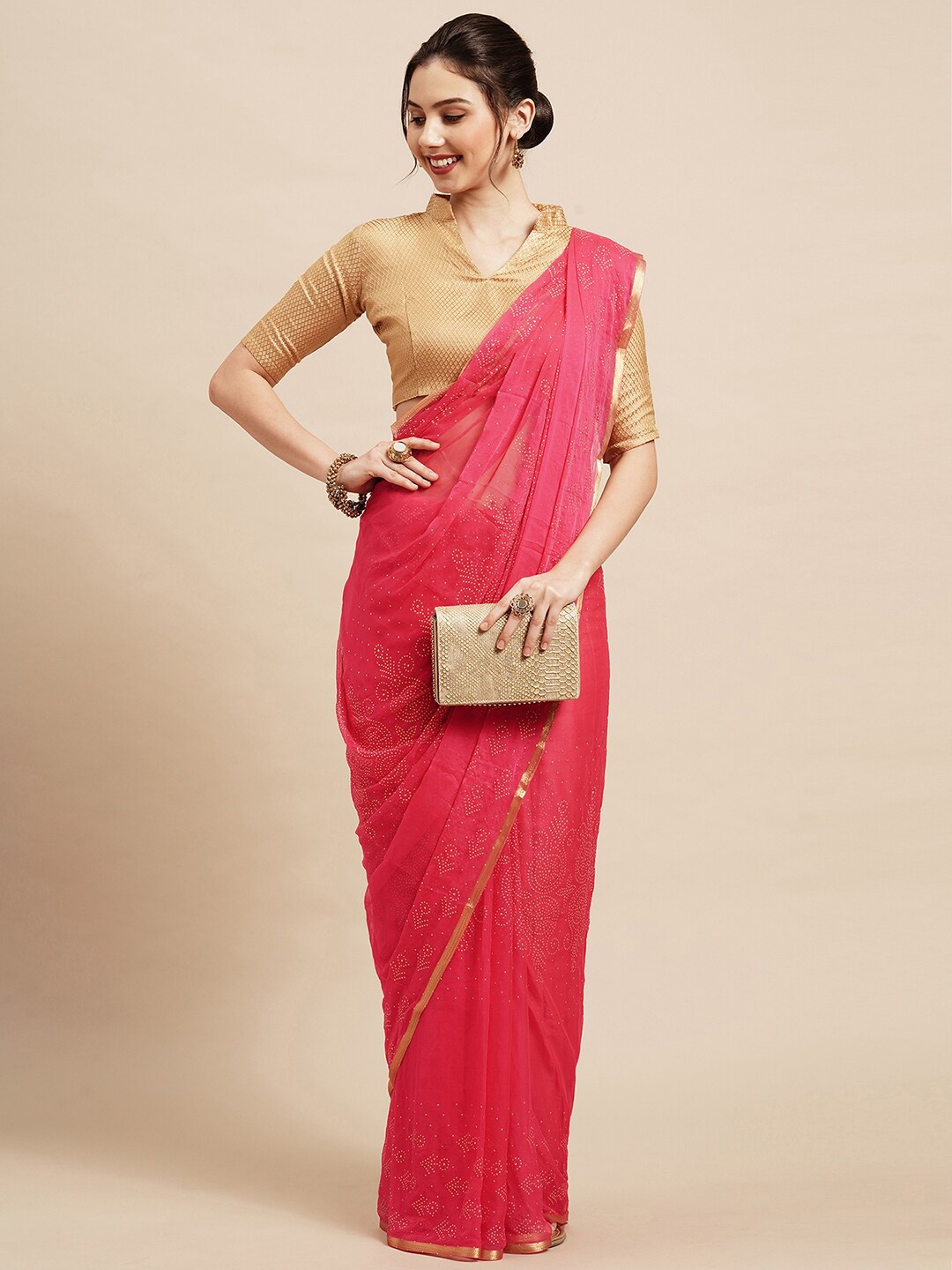 

Saree mall Pink Floral Sarees
