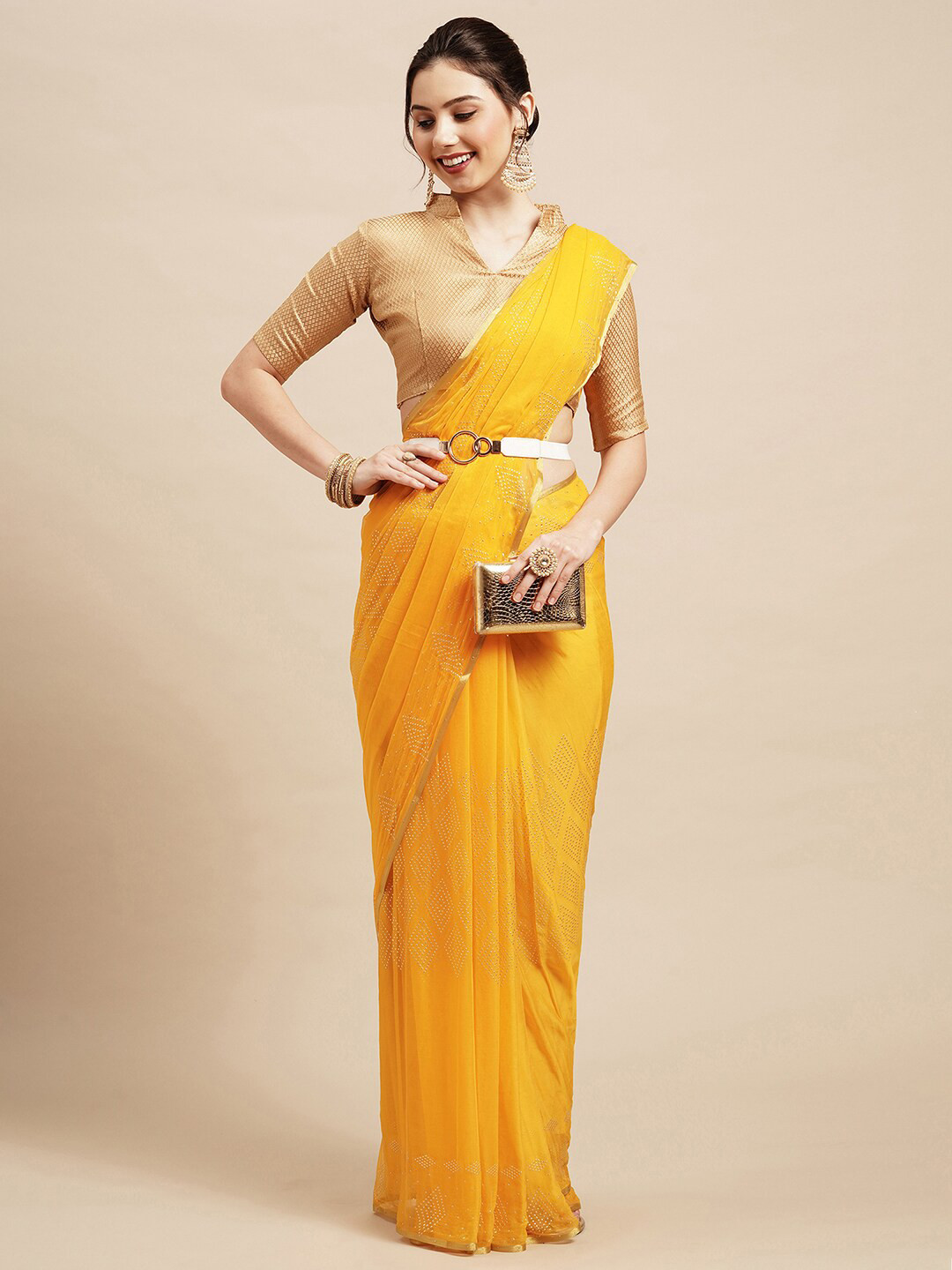

Saree mall Yellow Embellished Sarees