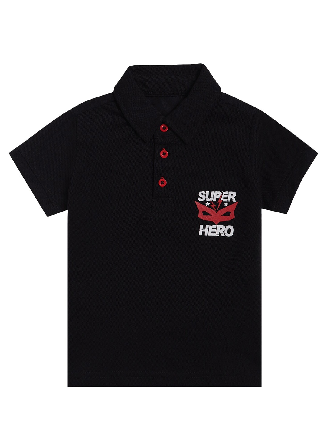 

DYCA Boys Black Polo Collar Cotton Regular Fit T-shirt