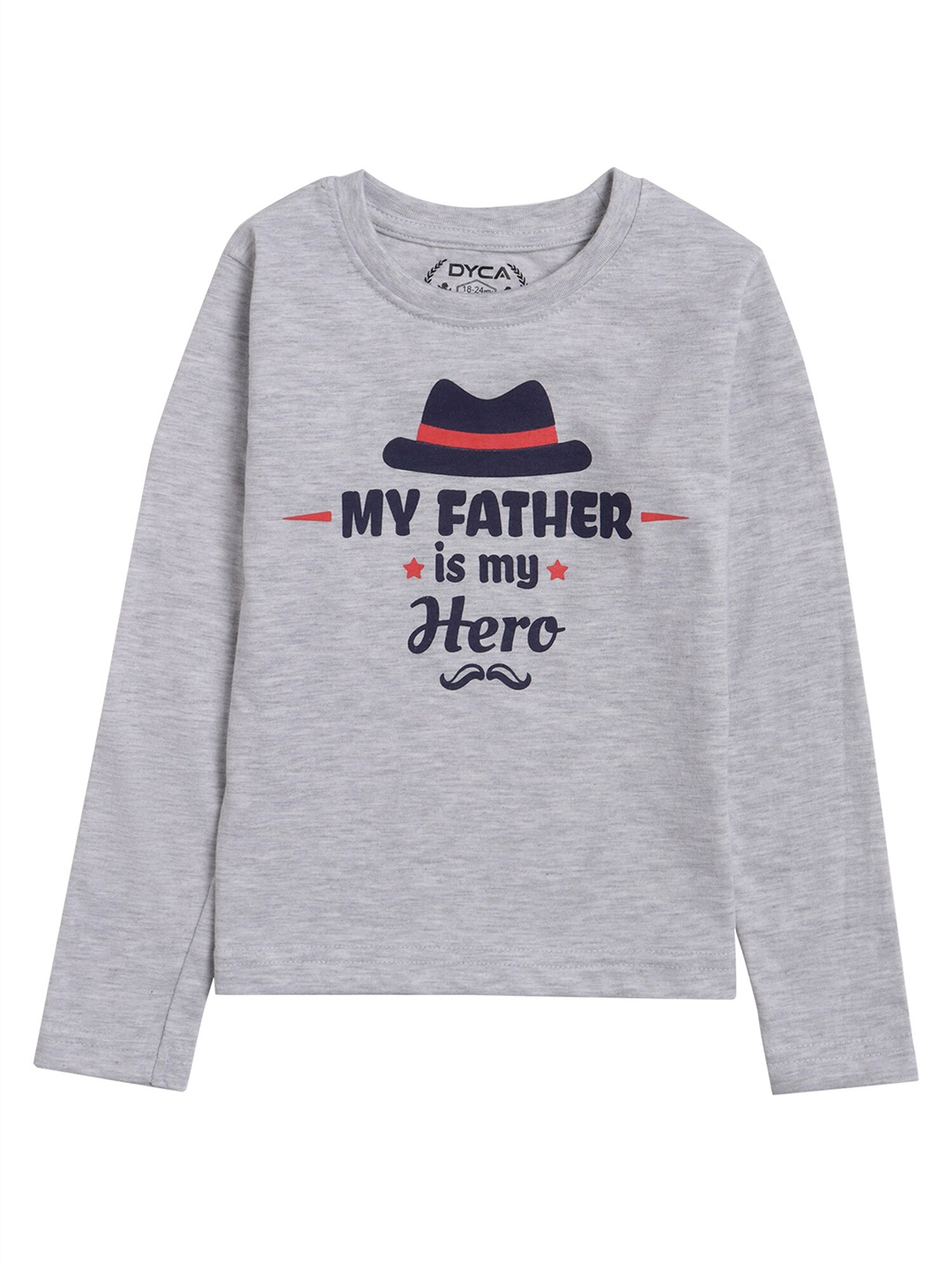 

DYCA Boys Grey Cotton Typography Printed T-shirt