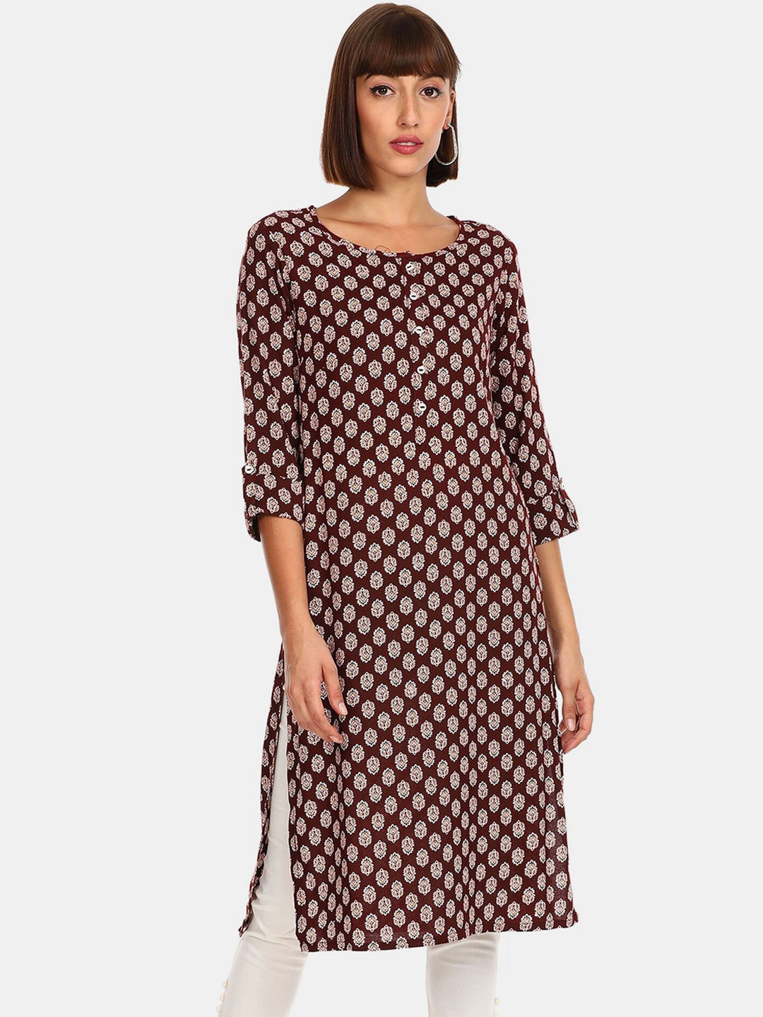 

Karigari Women Red Ethnic Motifs Printed Straight Kurta