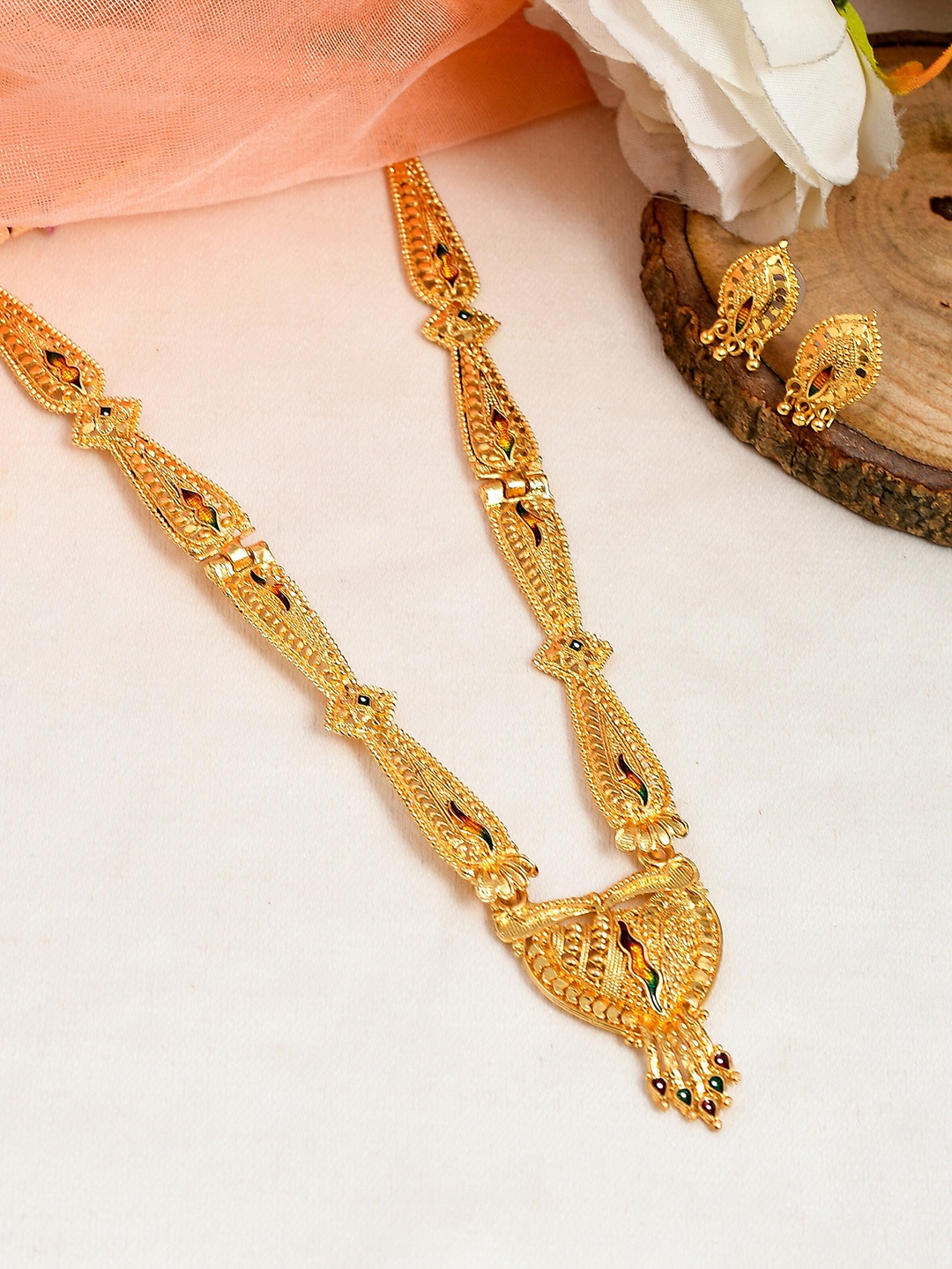 

Silvermerc Designs Gold-Plated Green & Maroon Jewellery Set